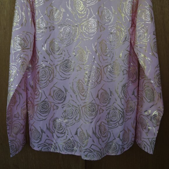 New! ZEROYAA Men's Medium Pink Floral Button-Down Shirt (Gold Rose) - Picture 4 of 7